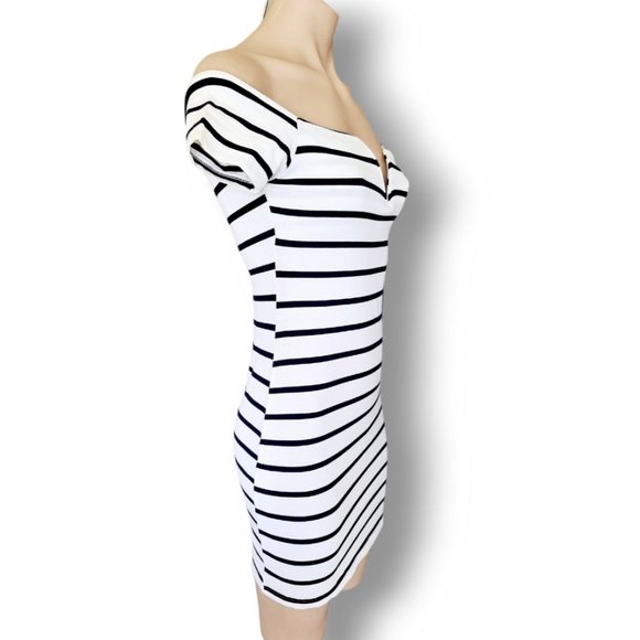 Y2k Ava AU 8 white on or off-shoulder mini dress spilt open in centre of chest - Picture 7 of 7